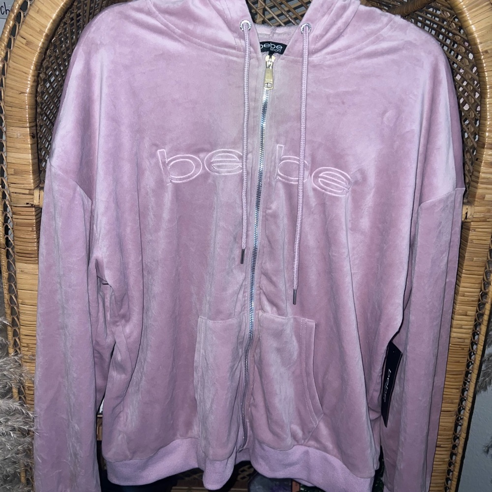 Bebe Mauve Shadow Plush Zip Up